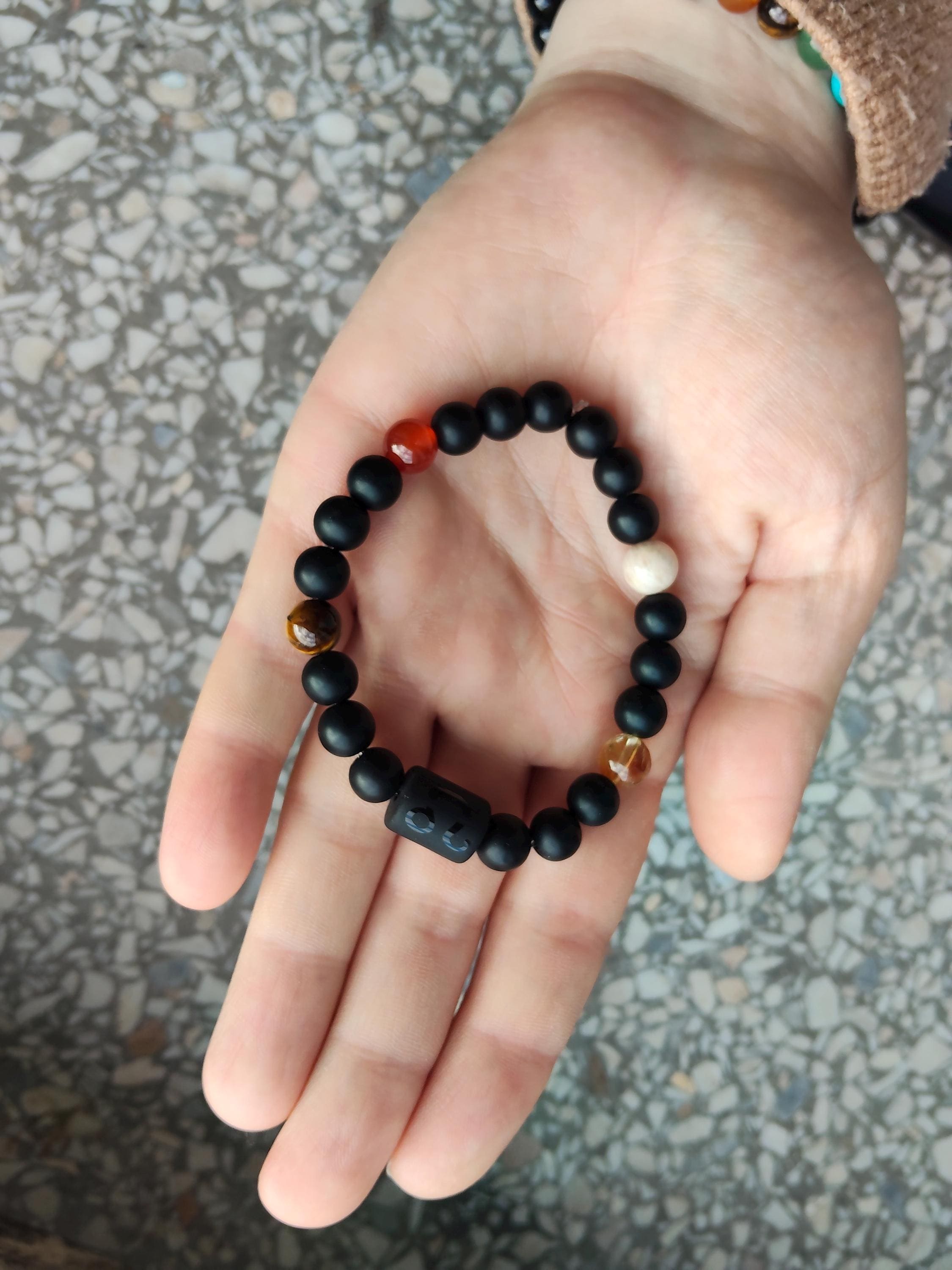Zodiac black agate Leo bracelet with genuine mineral crystal stone beads for daily wear and shadow work!