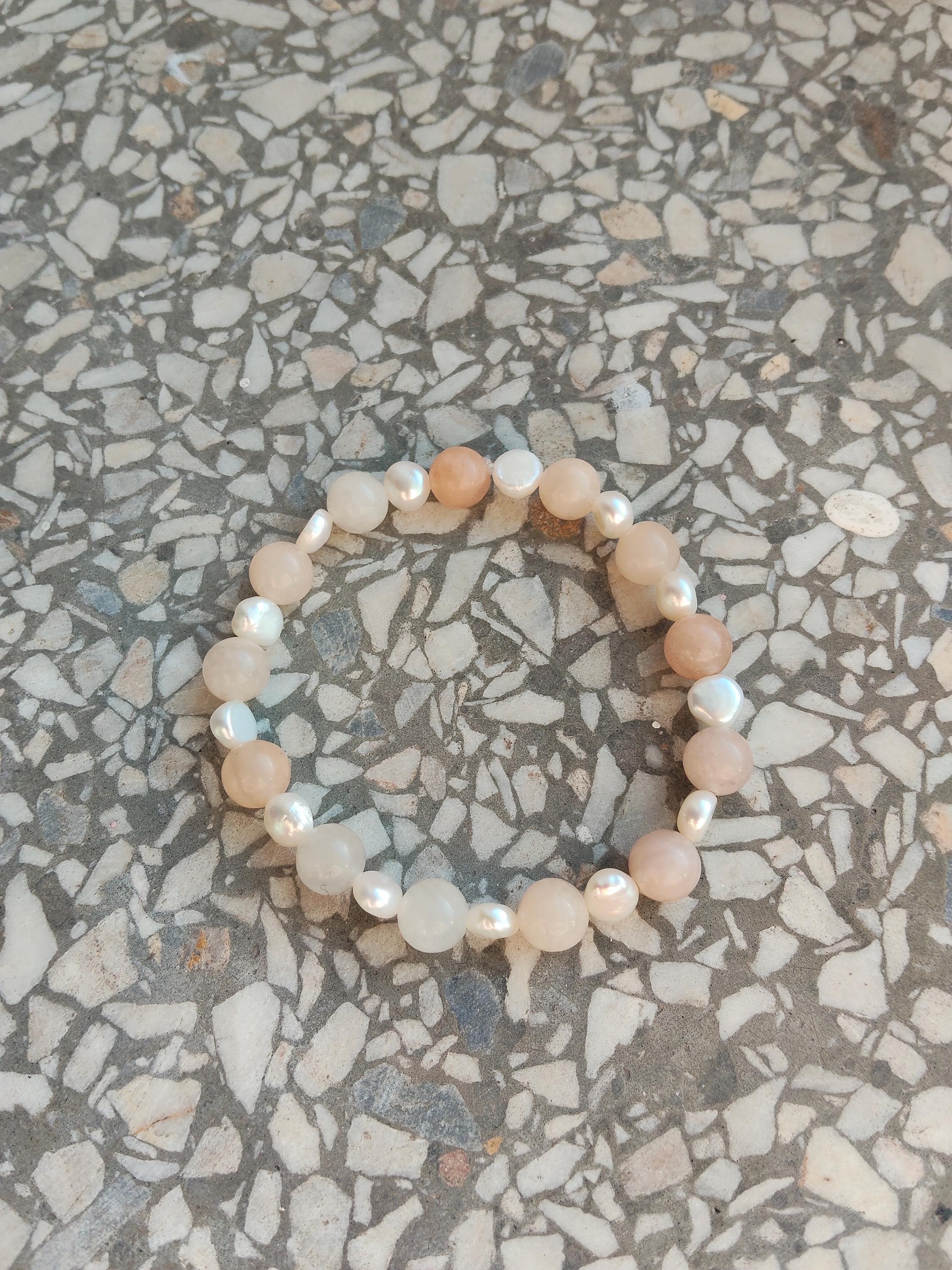 Genuine crystal bracelet orange peach aventurine and pearls minerals sizes your lucky charm zodiac