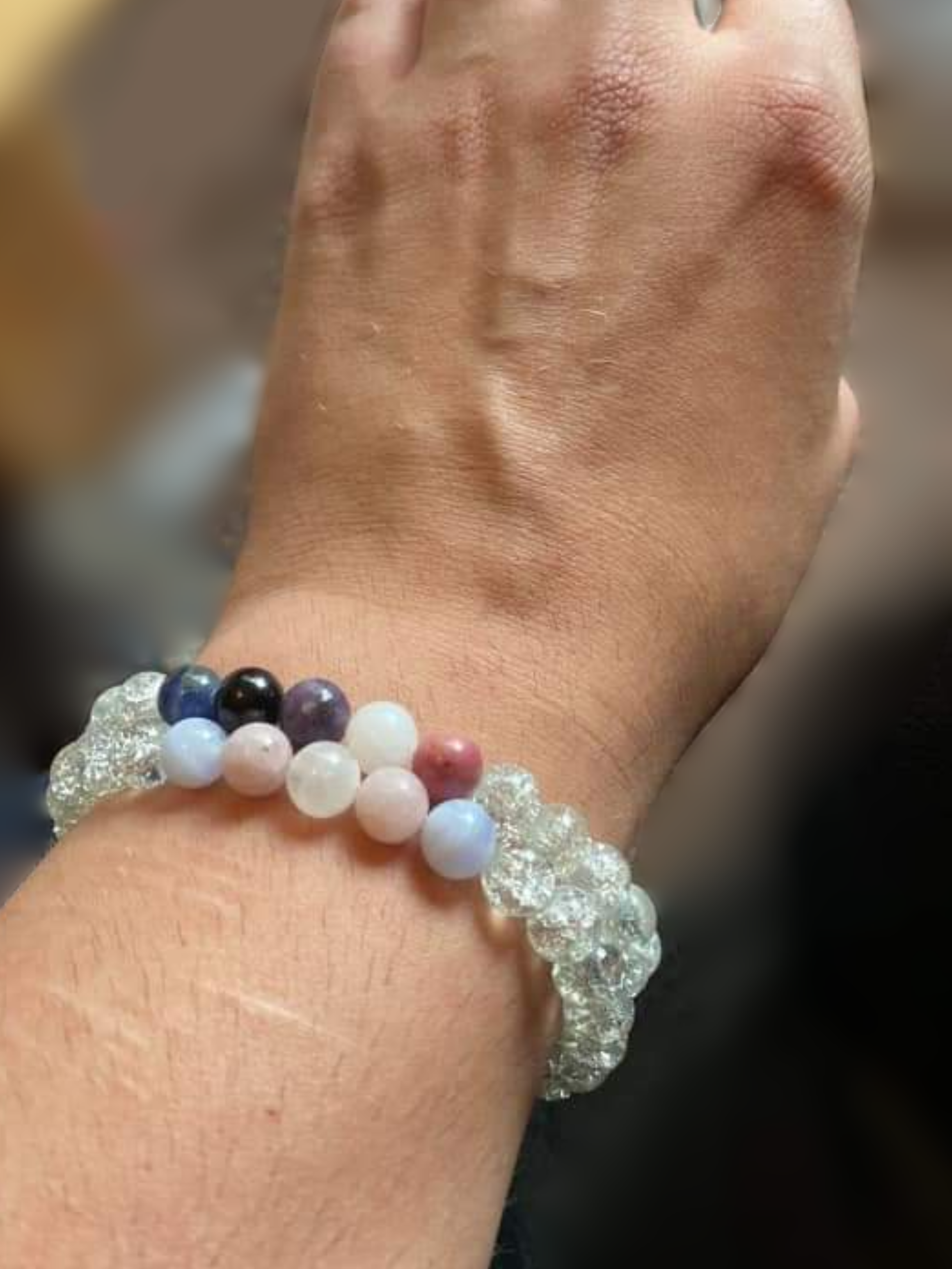 Pride genderfluid subtle crystal bracelet black agate hematite quartz and minerals 8 mm beads transgender genuine