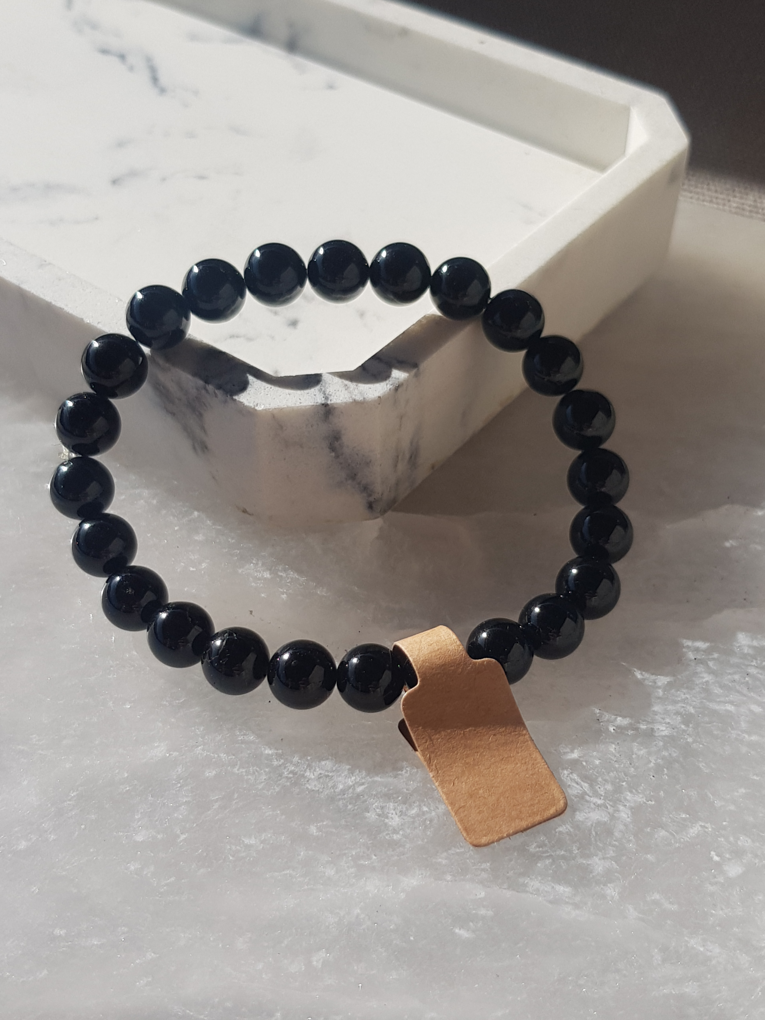 A genuine Black Tourmaline crystal bracelet for men women with minerals sizes your lucky charm quartz