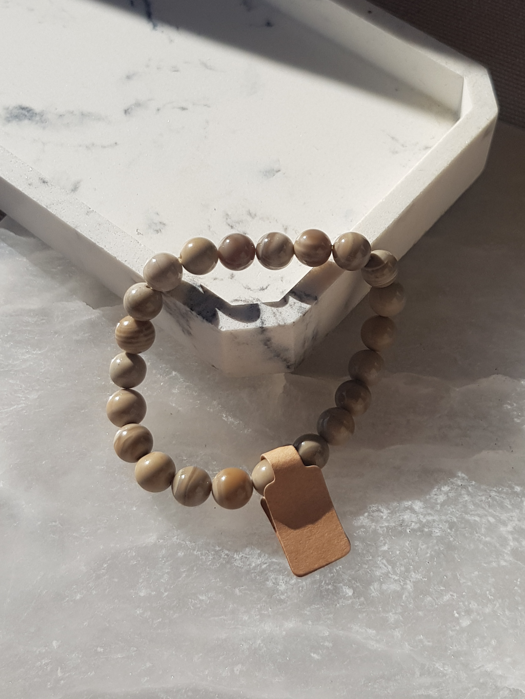 A genuine natural elegant Striped Flint crystal bracelet for men women with minerals sizes your lucky charm quartz