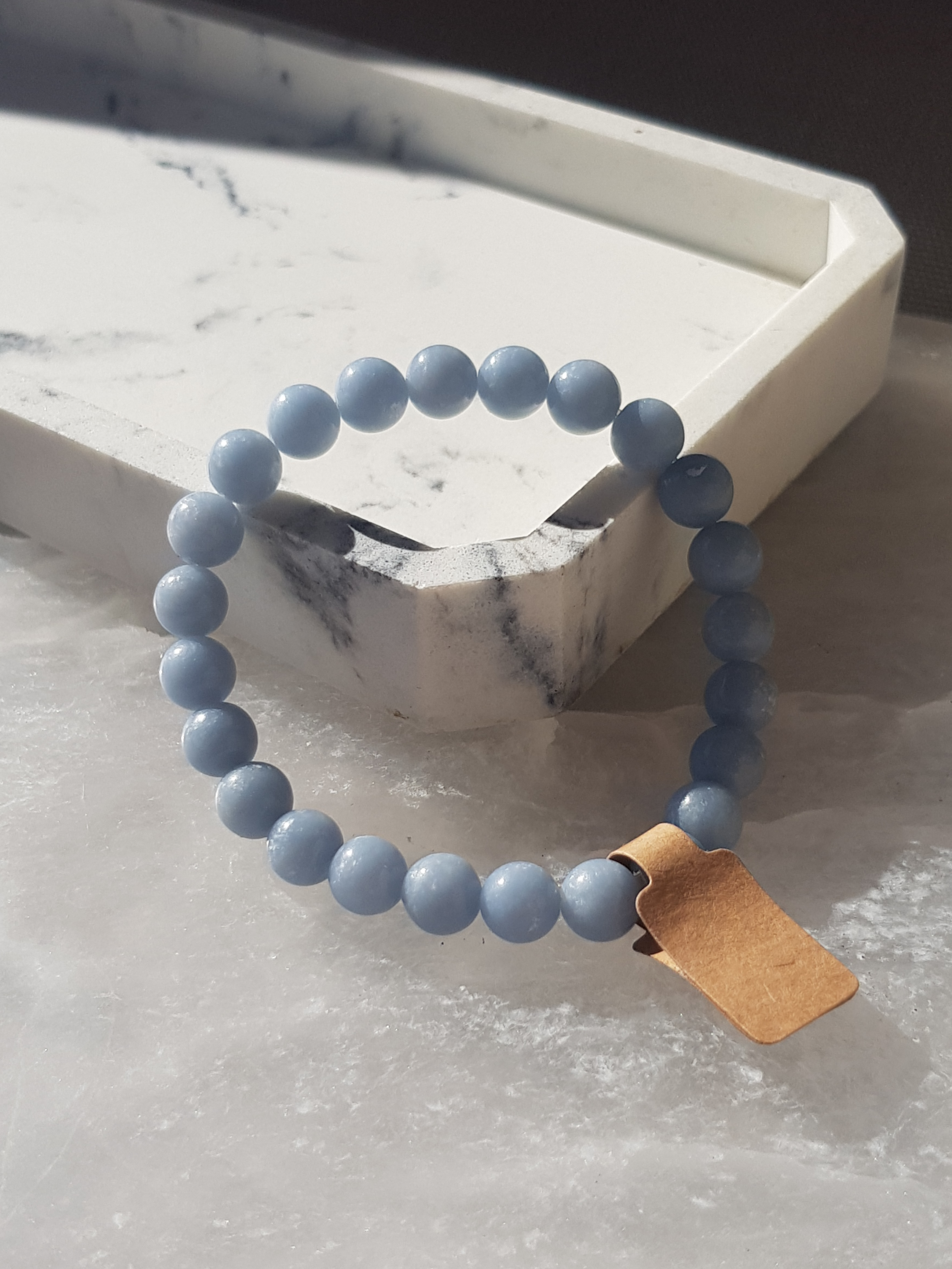 A genuine Angelite Blue Anhydrite crystal bracelet for men women with minerals sizes your lucky charm quartz