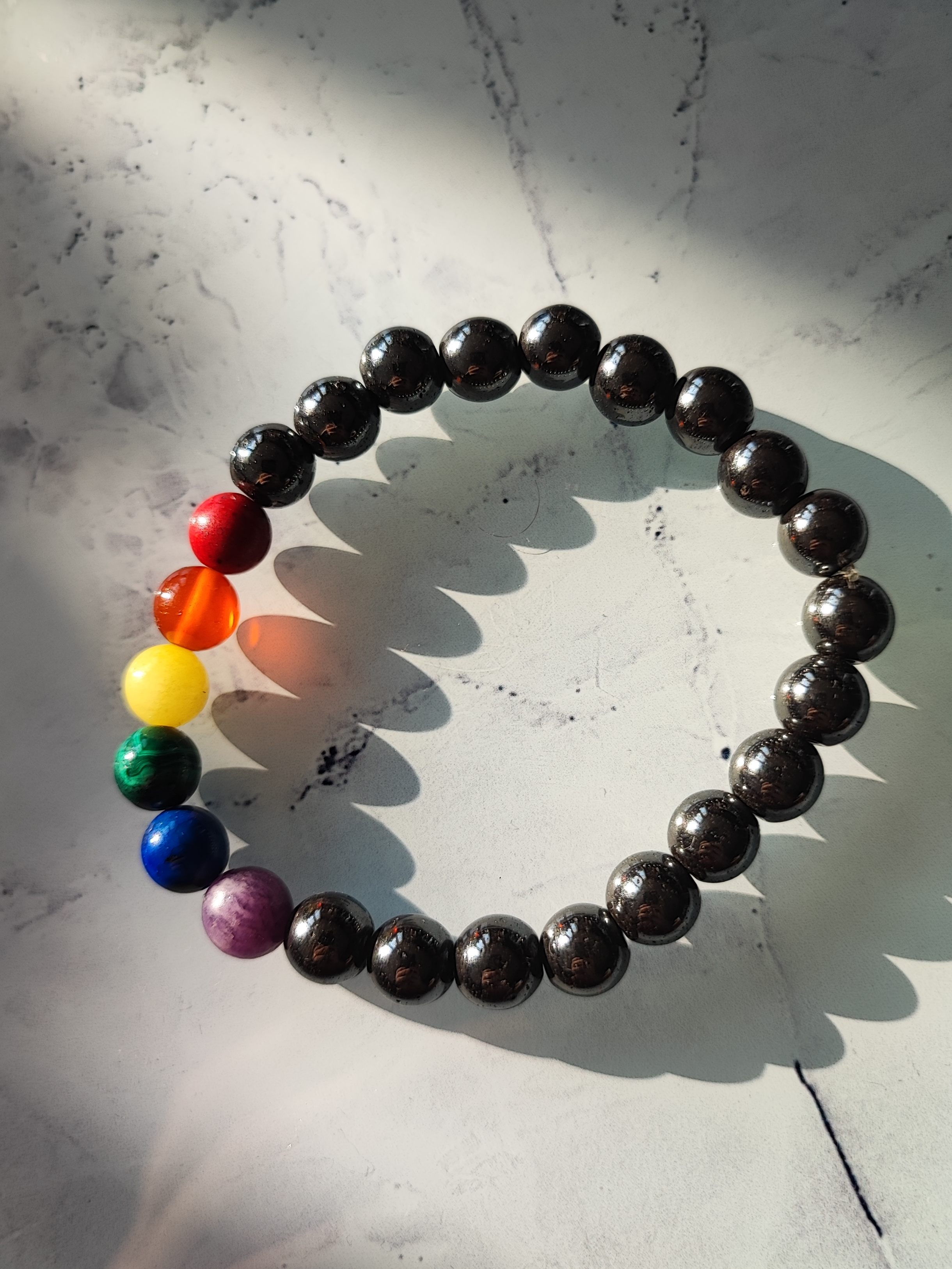 Pride LGBTQ+ subtle crystal bracelet black agate hematite quartz and minerals 8 mm beads gay lesbian queer genuine