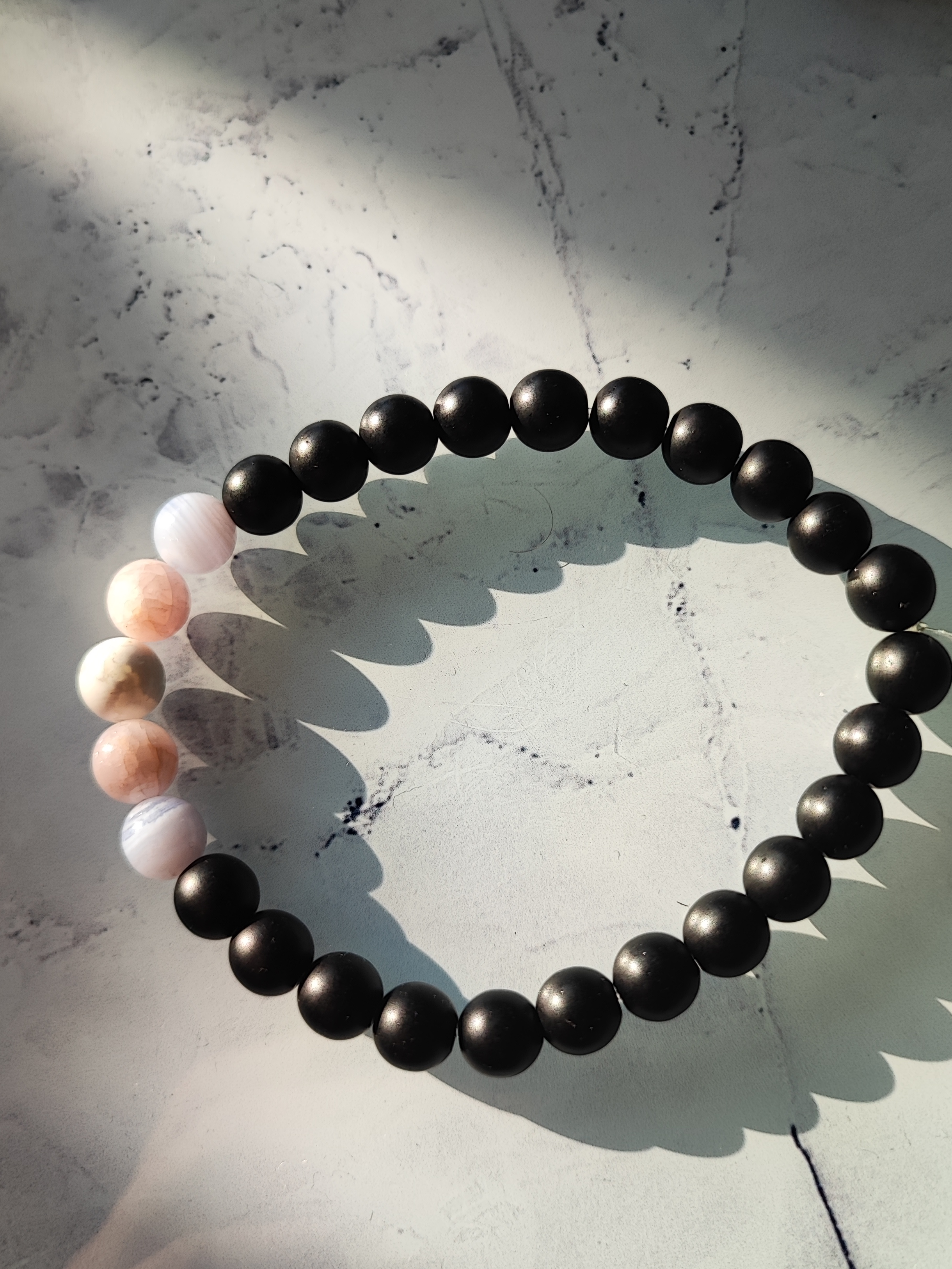 Pride transgender subtle crystal bracelet black agate hematite quartz and minerals 8 mm beads transsexual genuine