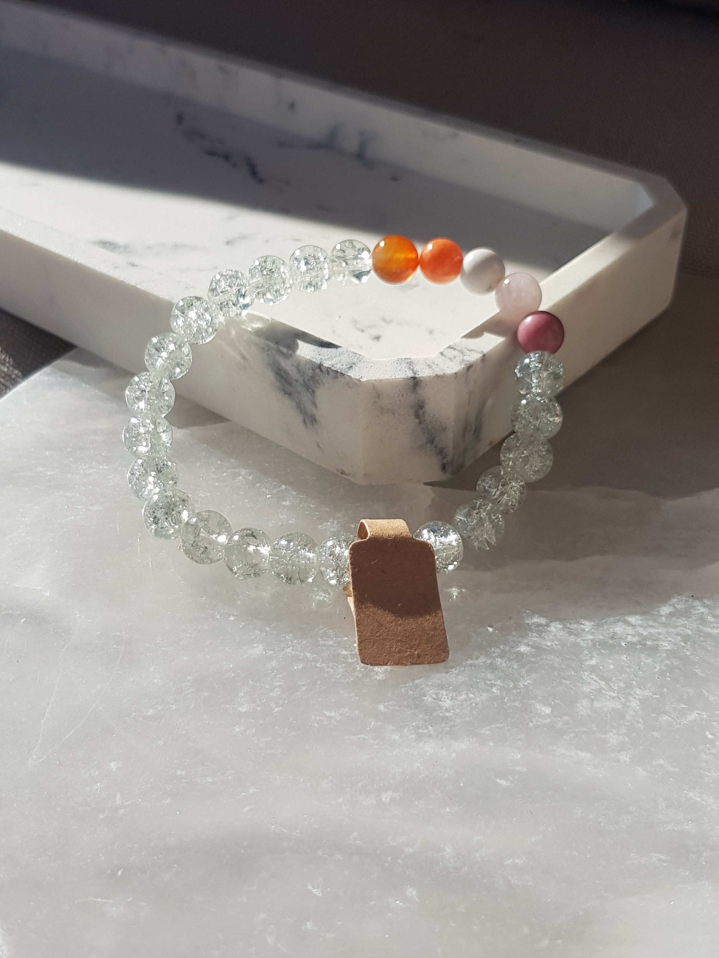 Pride lesbian subtle crystal bracelet black agate hematite quartz and minerals 8 mm beads sapphic genuine