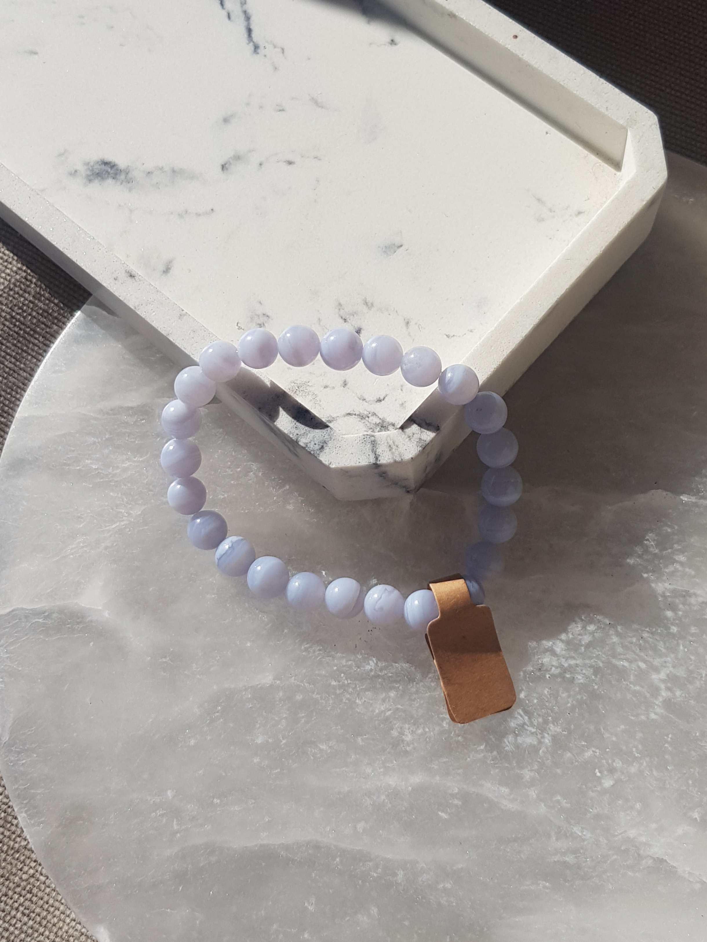 A genuine Blue Lace Agate Chalcedony crystal bracelet for men women with minerals sizes your lucky charm quartz